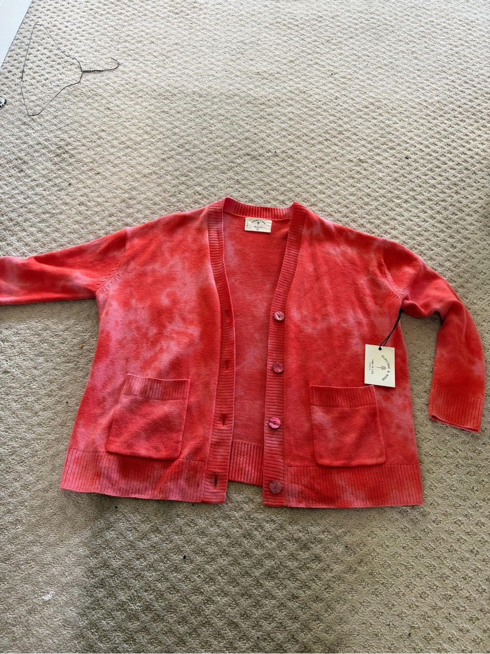 Electric & Rose Coral Tie-Dye Open Cardigan